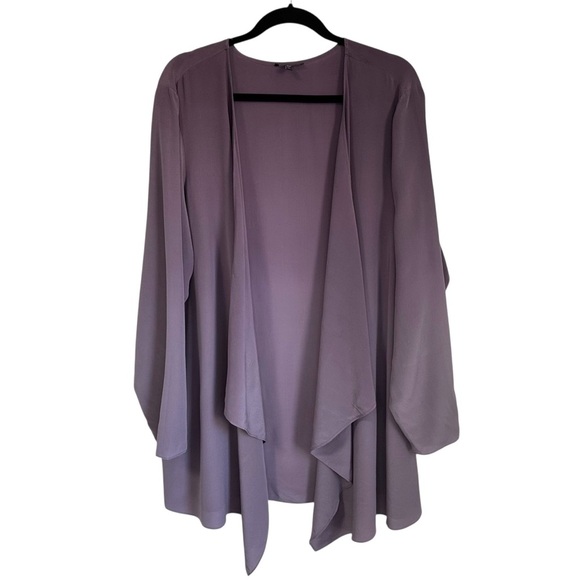 Eileen Fisher Tops - Eileen Fisher Womens Silk Linen Open Front Drape Cardigan Top Sz 2X Purple